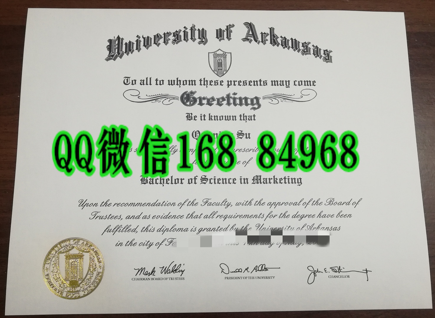 美国阿肯色大学毕业证案例，University of Arkansas diploma certificate