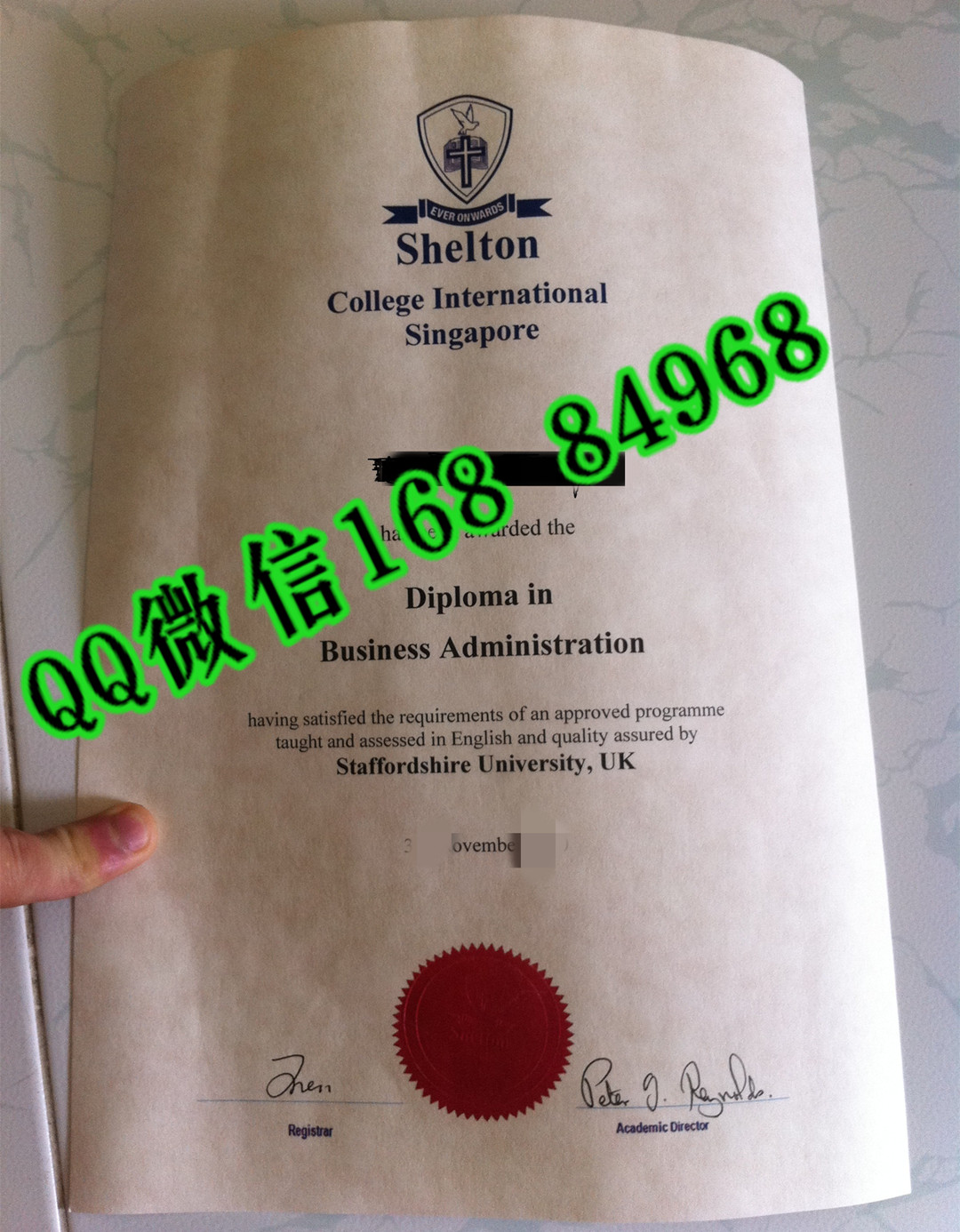 新加坡沙顿大学学院文凭样本，新加坡沙顿大学学院毕业证范例