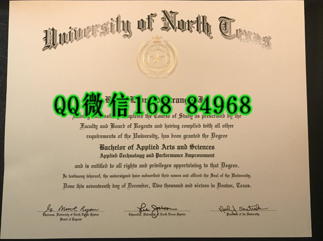 美国北德克萨斯大学毕业证，university of north texas diploma