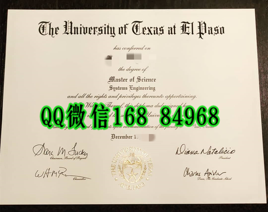 德克萨斯大学艾尔尔帕索分校毕业证实拍，University of Texas at El Paso diploma certificate