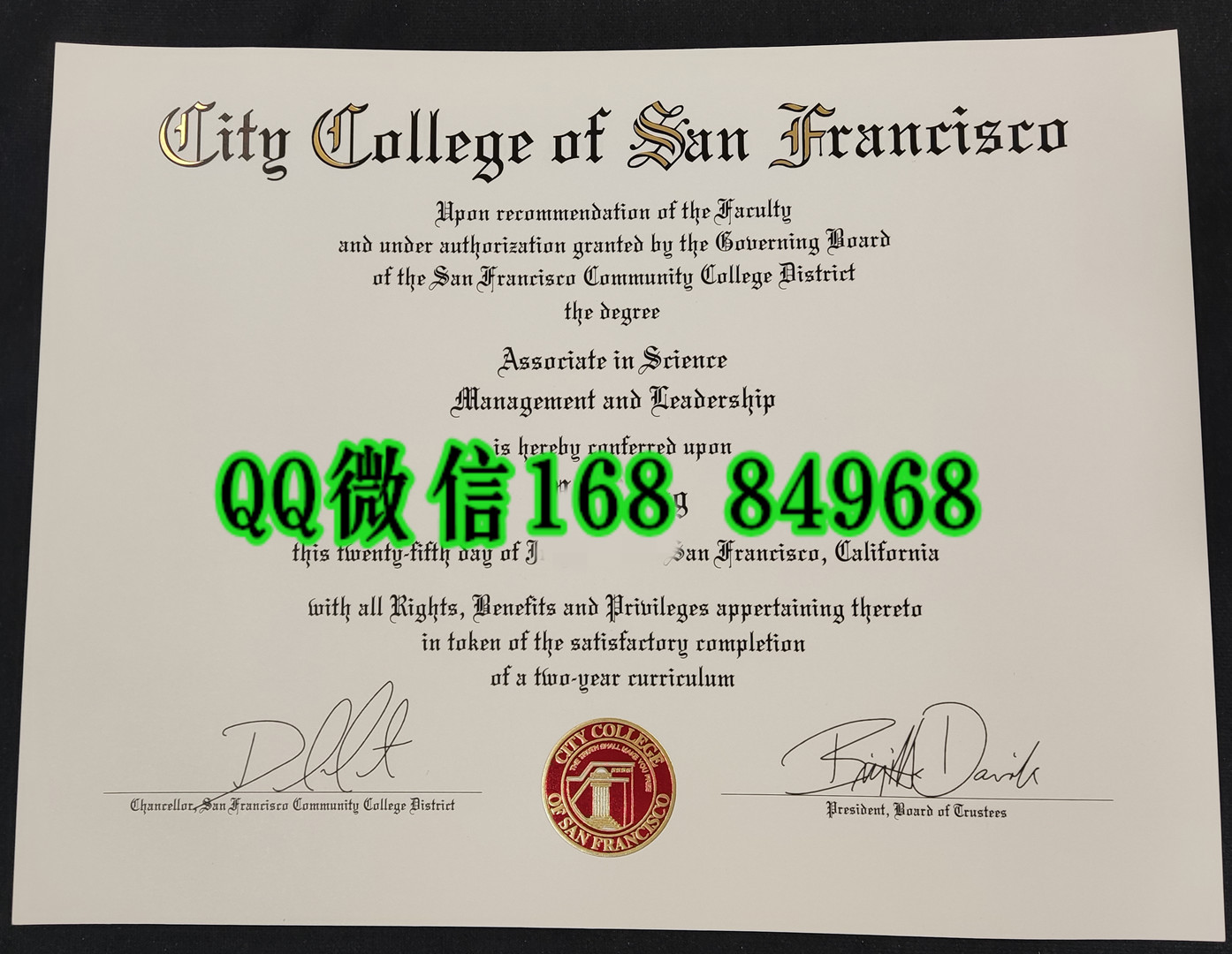 美国旧金山城市学院毕业证,City College of San Francisco diploma