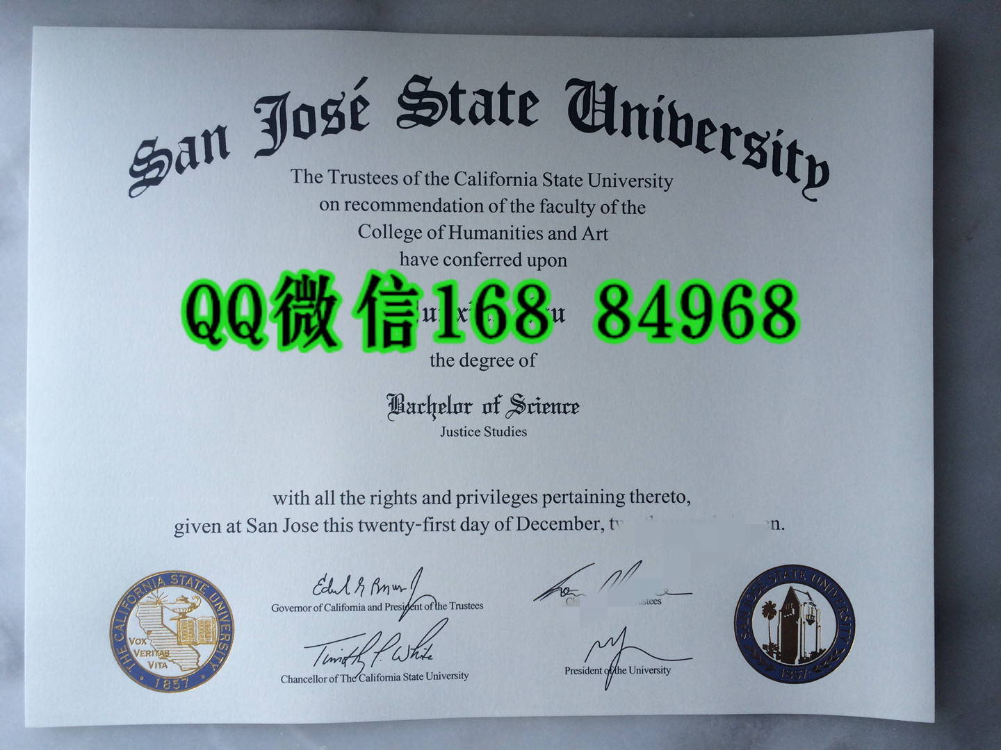美国圣何塞州立大学毕业证San Jose State University diploma本科