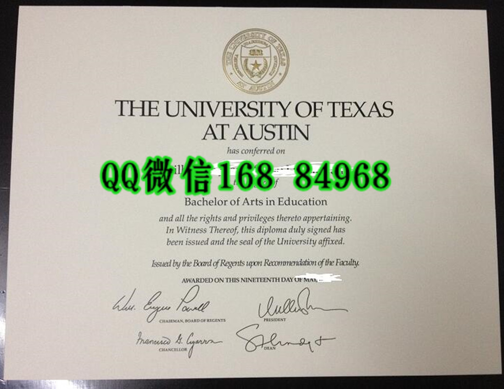 美国德克萨斯大学奥斯汀分校毕业証University of Texas at Austin diploma