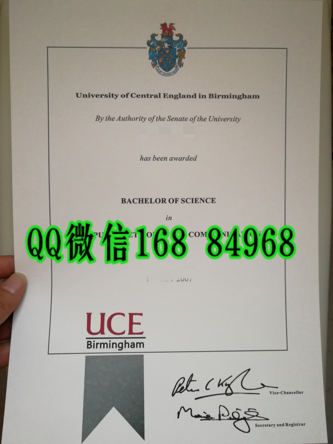伯明翰中英格兰大学毕业证，英国UCE大学文凭，University of Central England Birmingham diploma degree