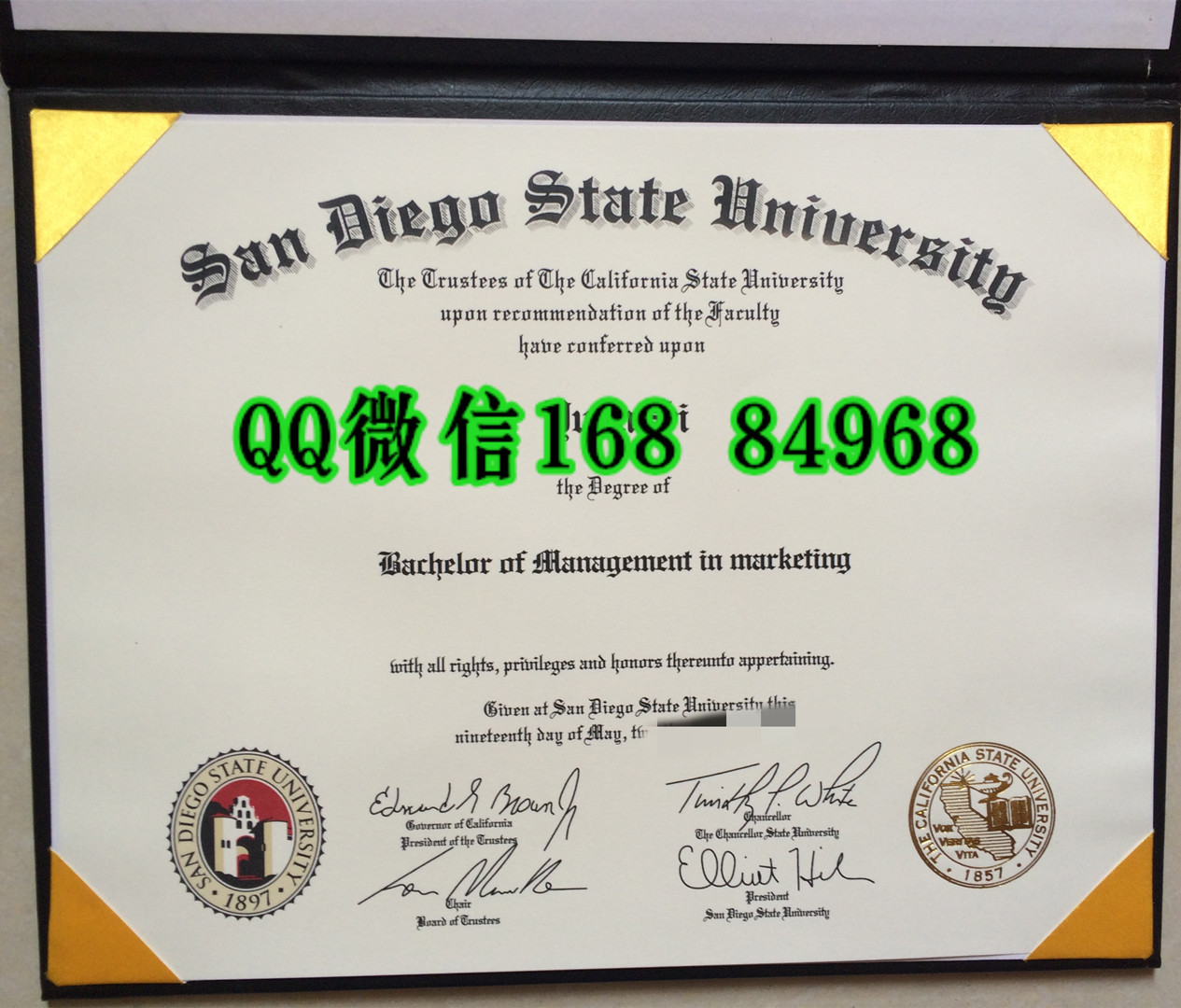 美国圣地亚哥州立大学毕业证San Diego State University diploma本科