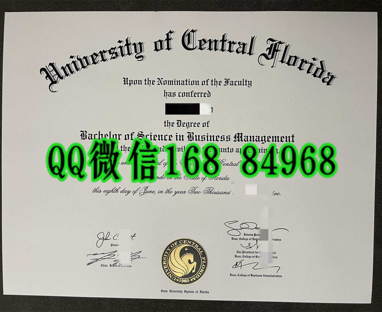 美国中佛罗里达大学毕业证样本，university of central florida diploma degree