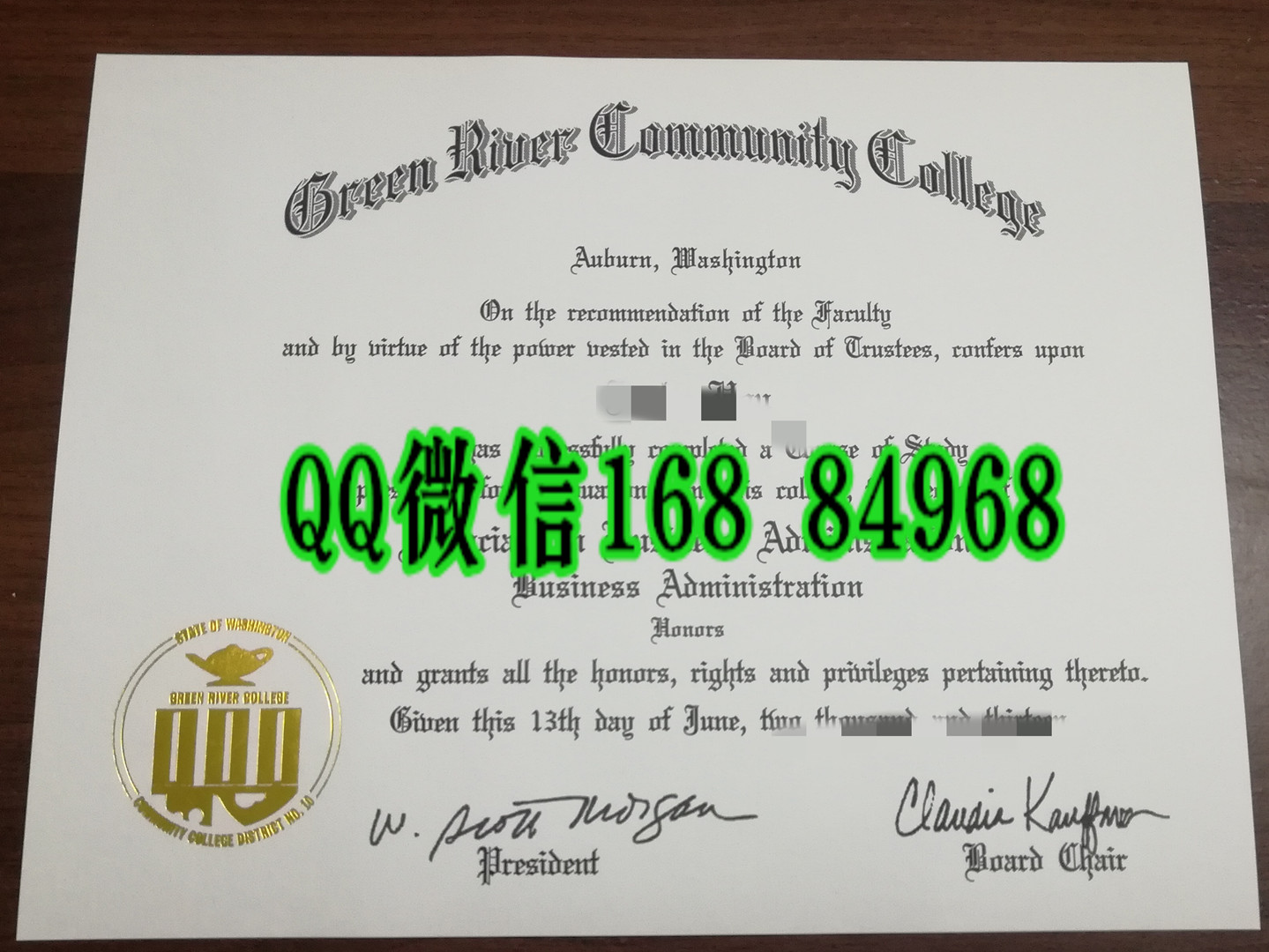 美国绿河大学副学士学位毕业证，Green River College diploma degree