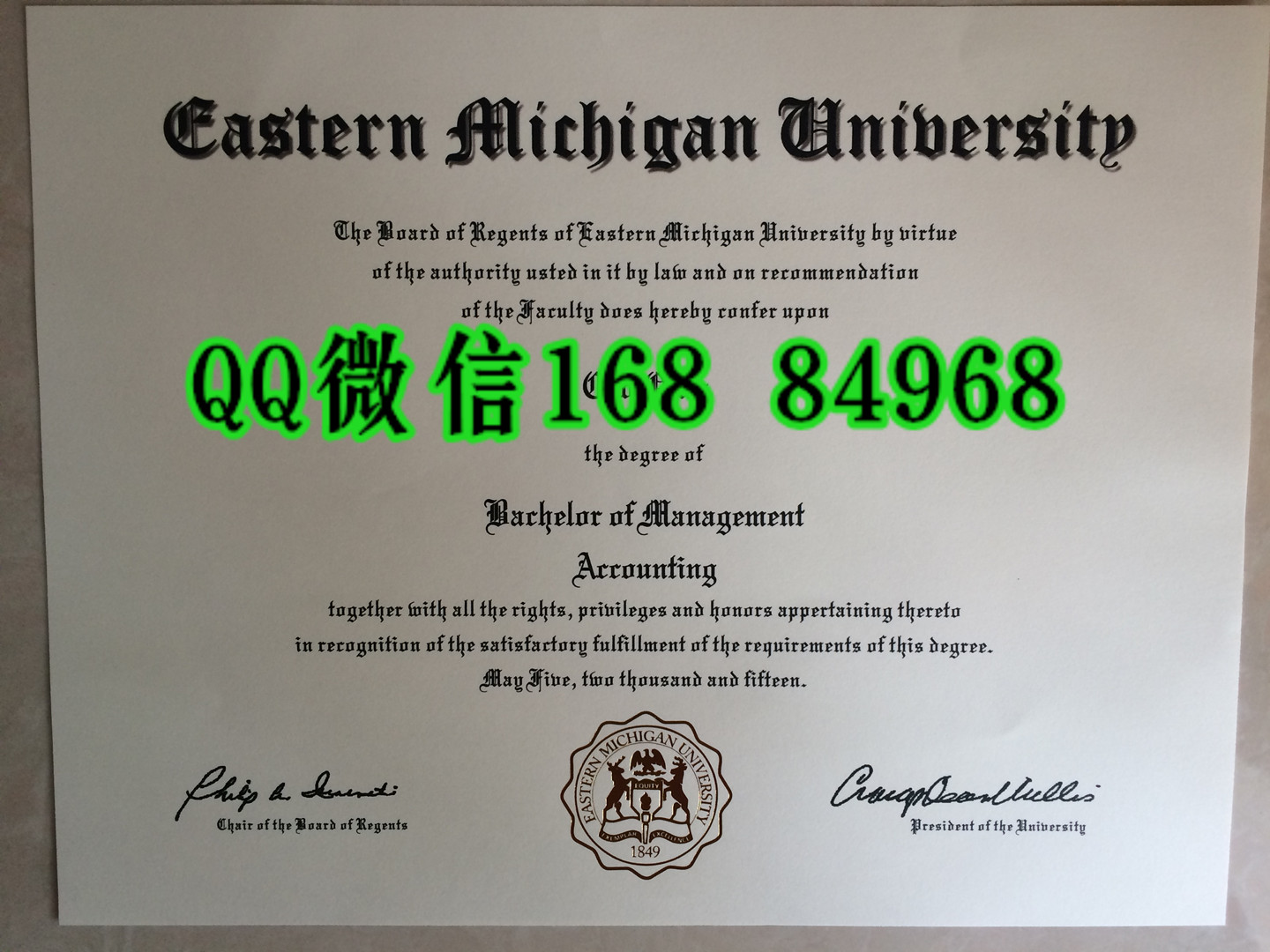 2018年新版本eastern michigan university diploma，美国东密歇根大学硕士毕业证案例