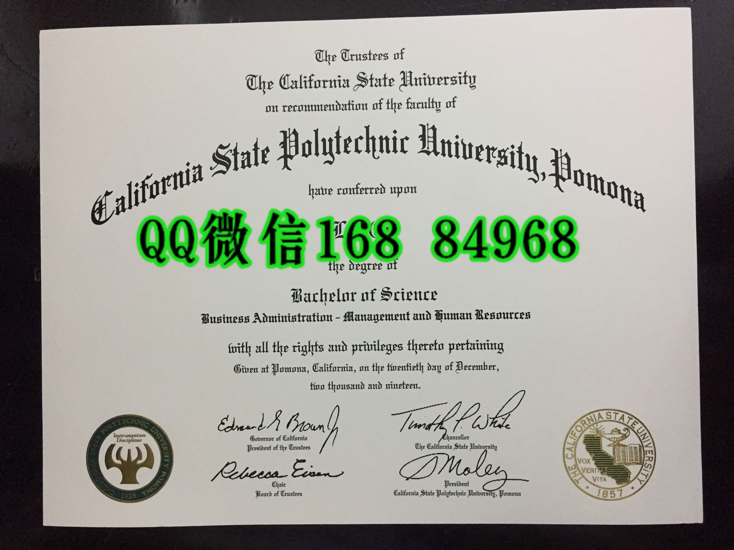 美国波莫纳加州理工大学毕业証California State Polytechnic University diploma