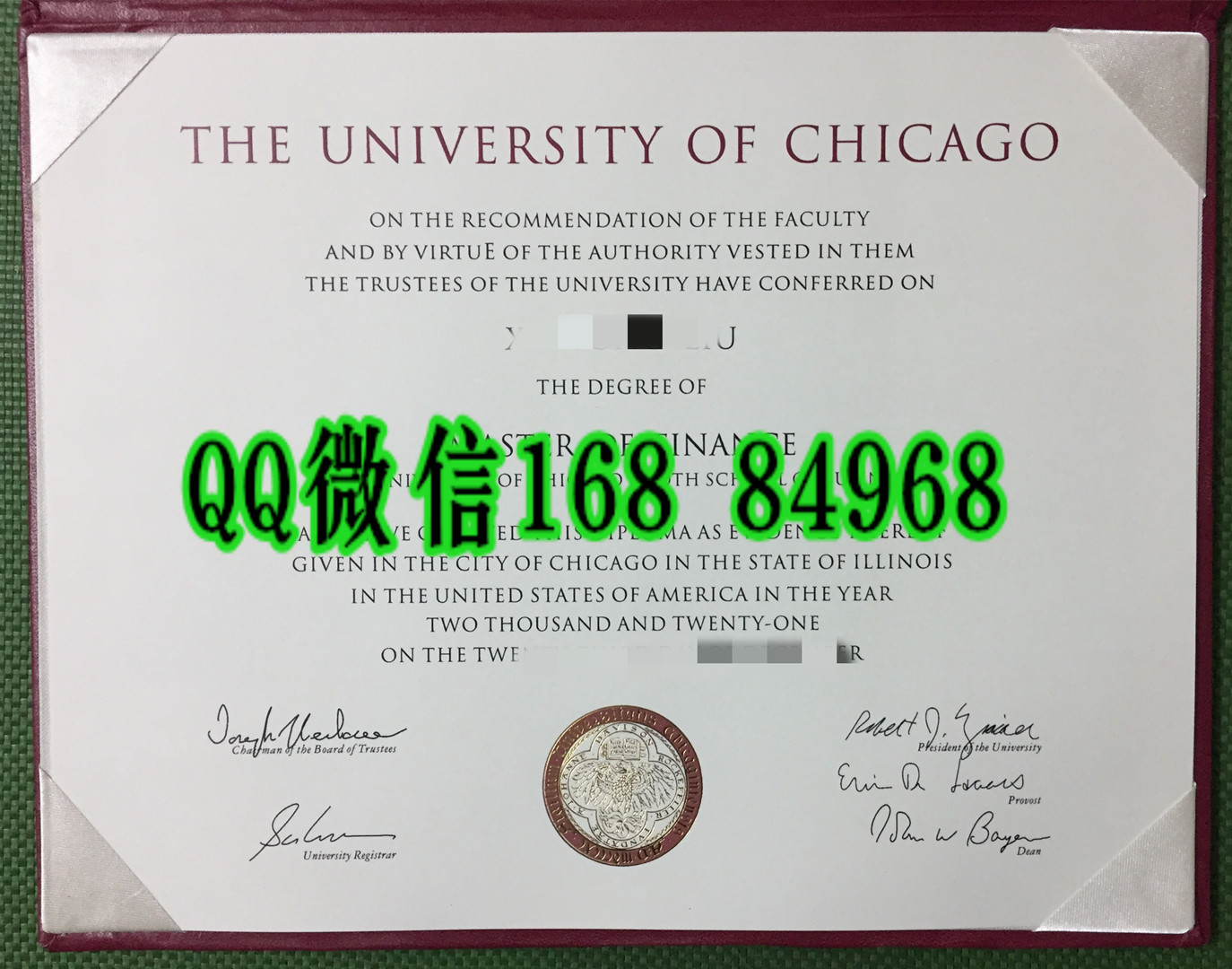 申请办理：美国芝加哥大学毕业证学位证，University of Chicago diploma certificate