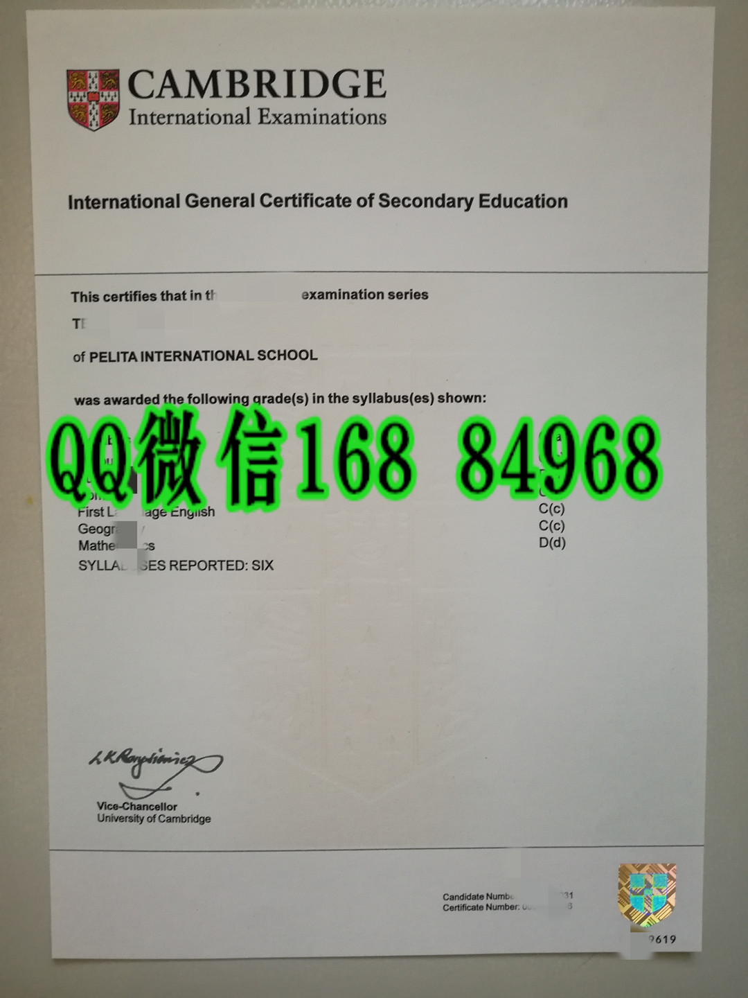 剑桥国际考试cambridge international examination成绩单