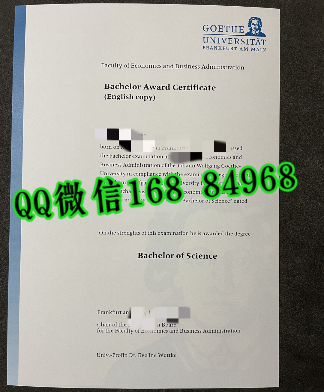 制作德国法兰克福大学Goethe University Frankfurt毕业证文凭