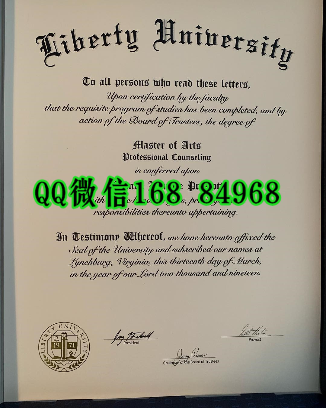 liberty university diploma degree，美国自由大学文凭毕业证实拍，美国大学degree