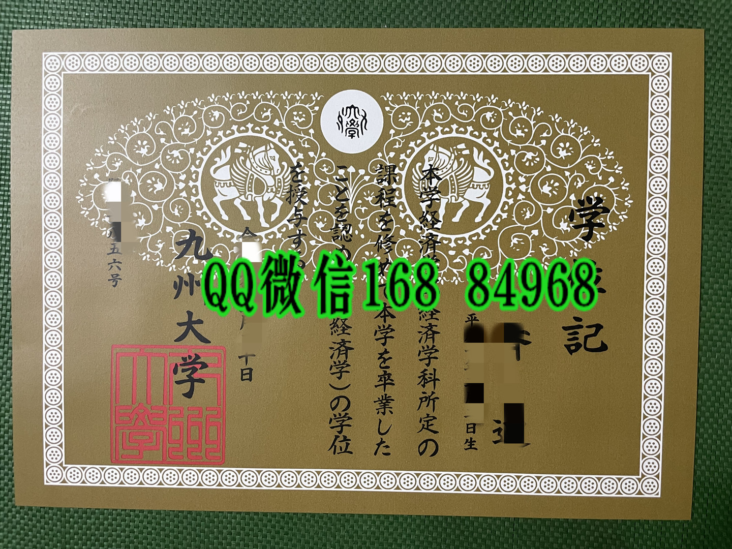日本九州大学学位记卒业证书，Kyushu University diploma degree