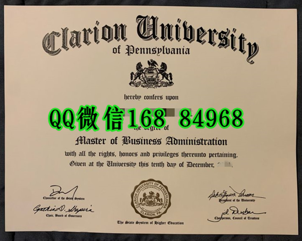 Clarion University of Pennsylvania diploma certificate，美国宾州克莱瑞恩大学毕业证实拍