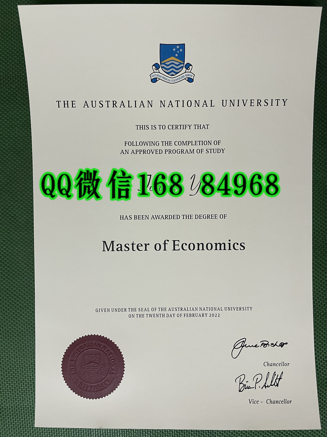 澳大利亚国立大学毕业证书*-ANU一模一样文凭