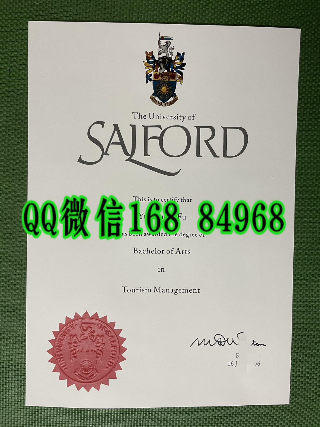英国索尔福德大学毕业证，University of Salford Diploma