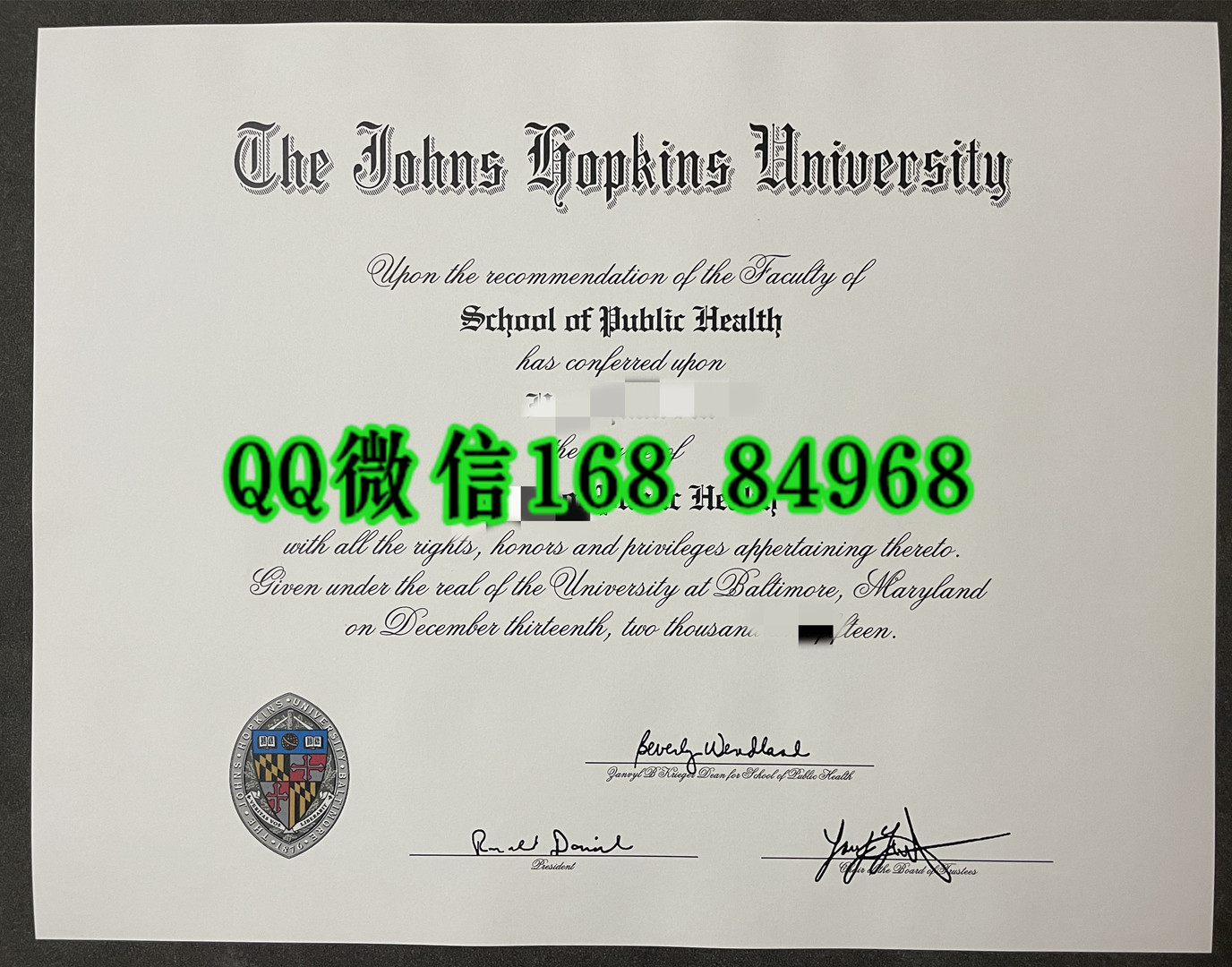 美国约翰斯·霍普金斯大学毕业证，johns hopkins university diploma
