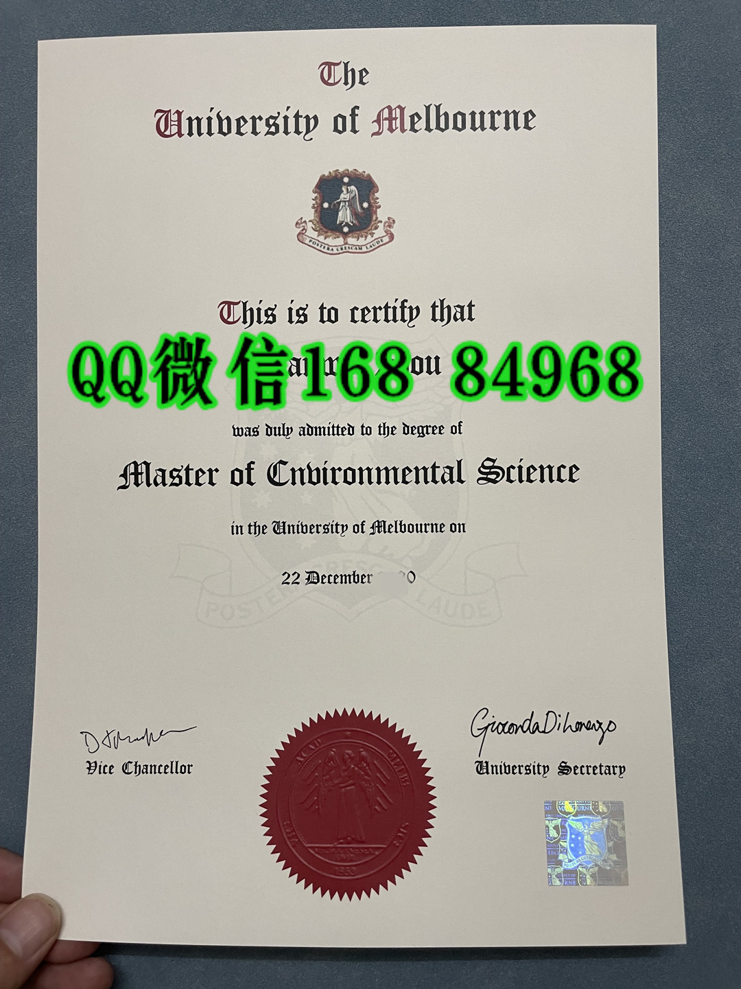 最新版本澳洲墨尔本大学硕士毕业证激光防伪版本，University of Melbourne master degree