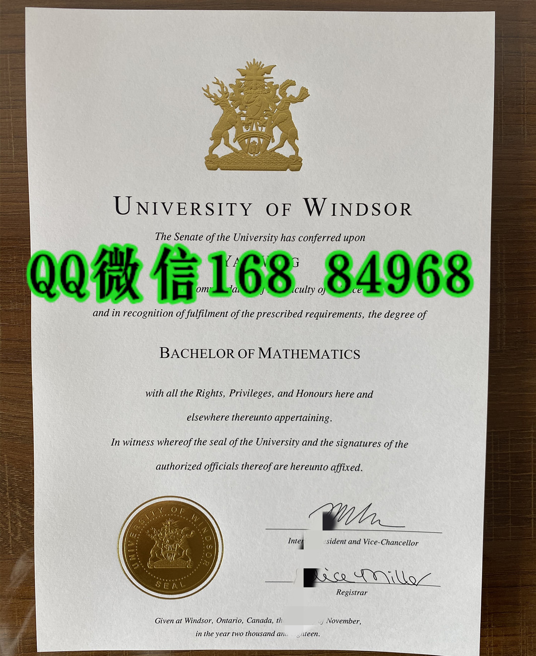 制作加拿大温莎大学毕业证烫金工艺高，University of Windsor diploma degree