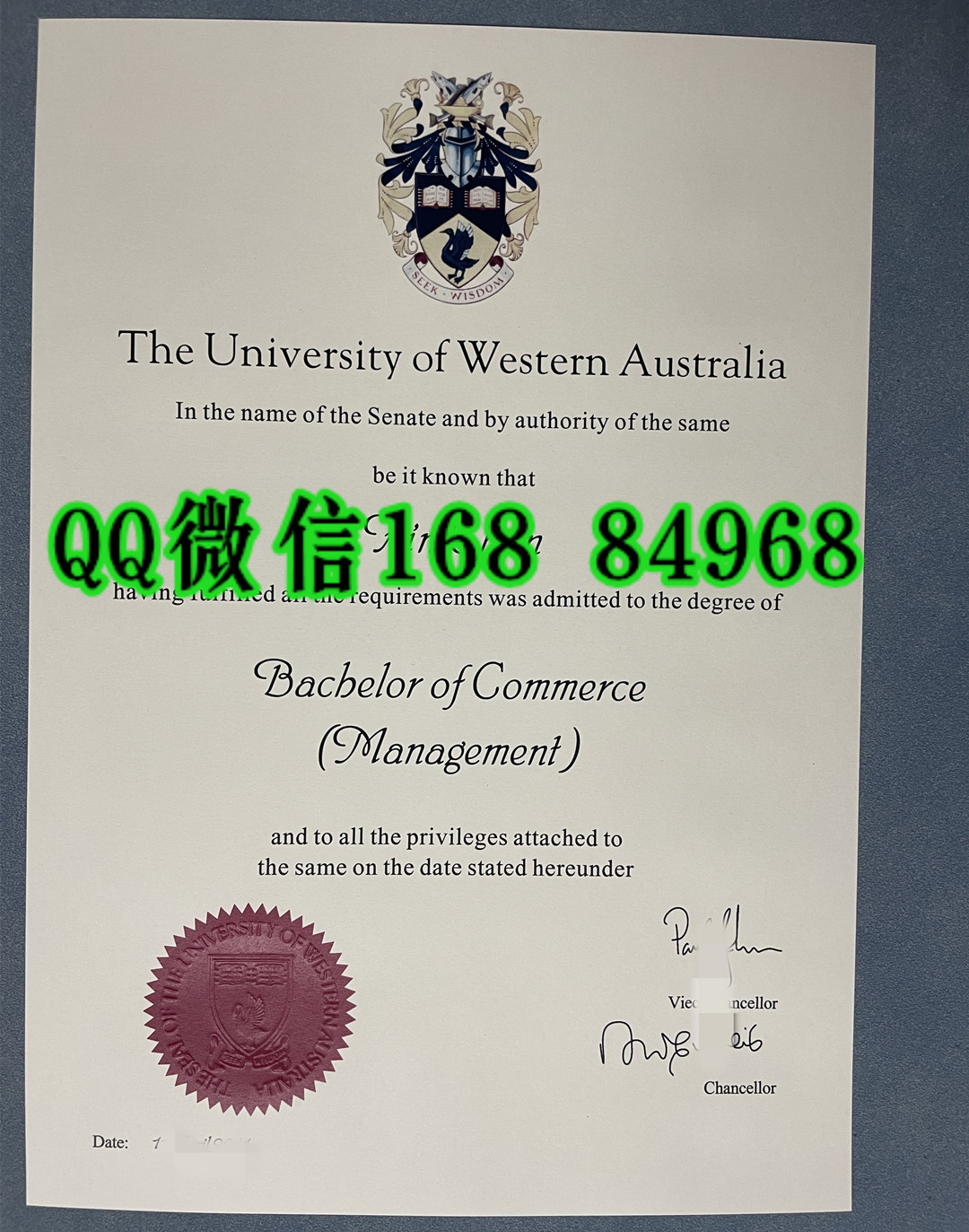 澳洲西澳大学(UWA)毕业证，University of Western Australia diploma degree