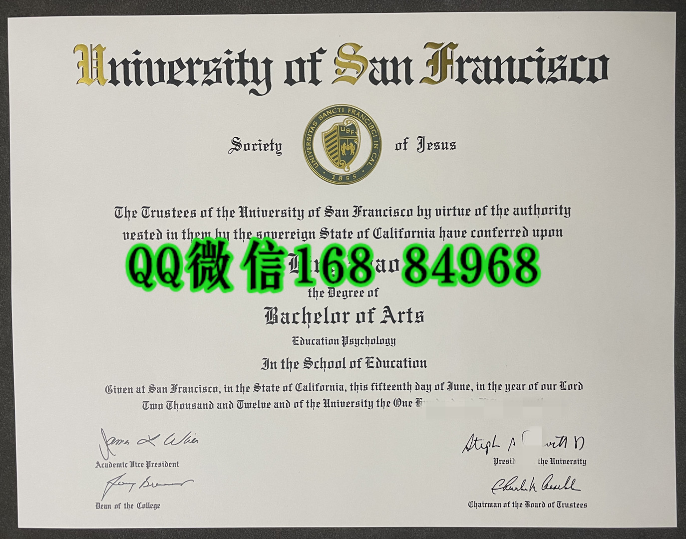 2010年旧金山大学毕业证，university of san francisco diploma