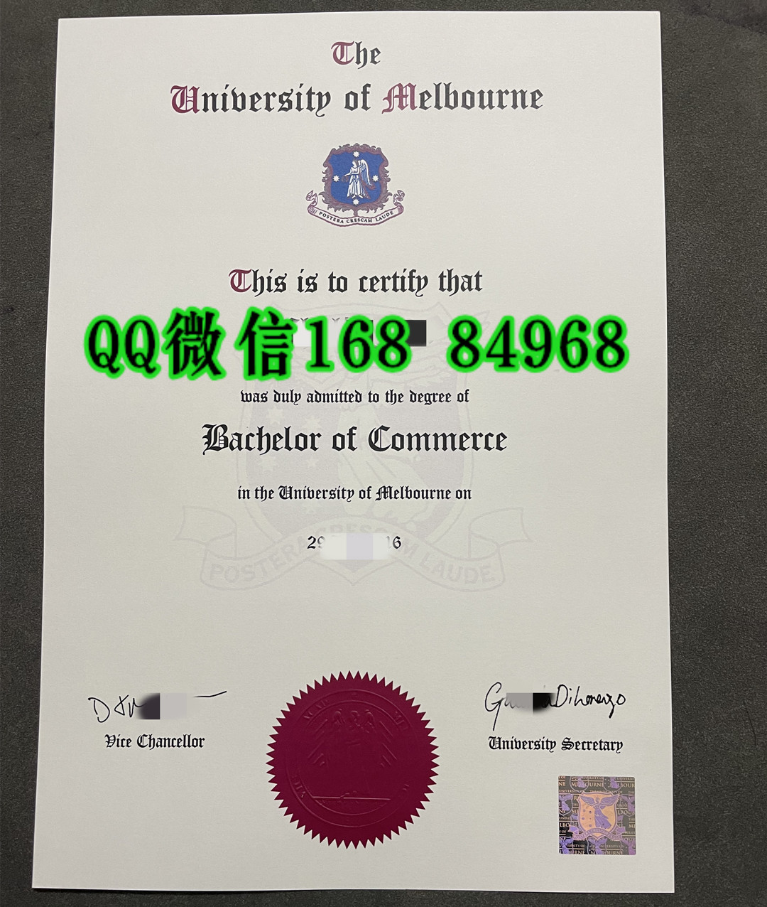 墨尔本大学商学士毕业证，University of Melbourne degree Bachelor of Commerce