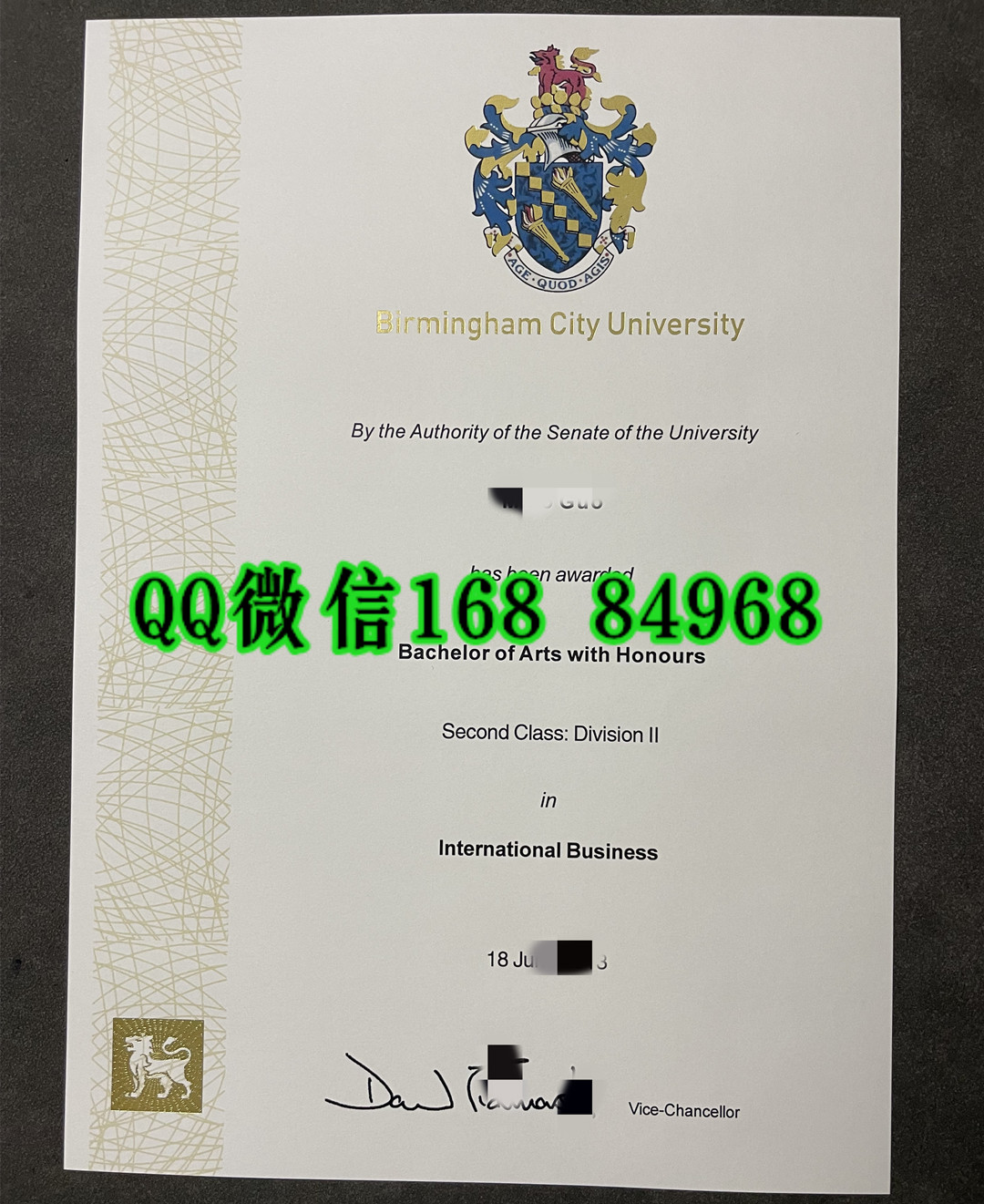 伯明翰城市大学国际商务本科毕业证，Birmingham City University BA degrees International Business