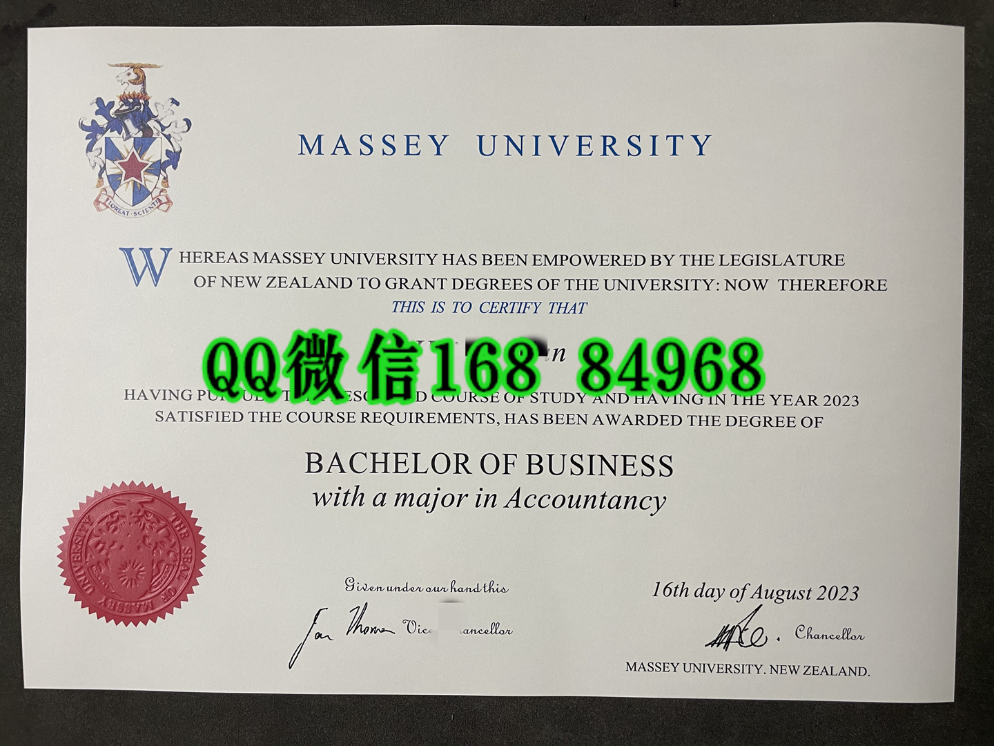 2023年梅西大学毕业证商学士学位证，Massey University Bachelor of Commerce degree