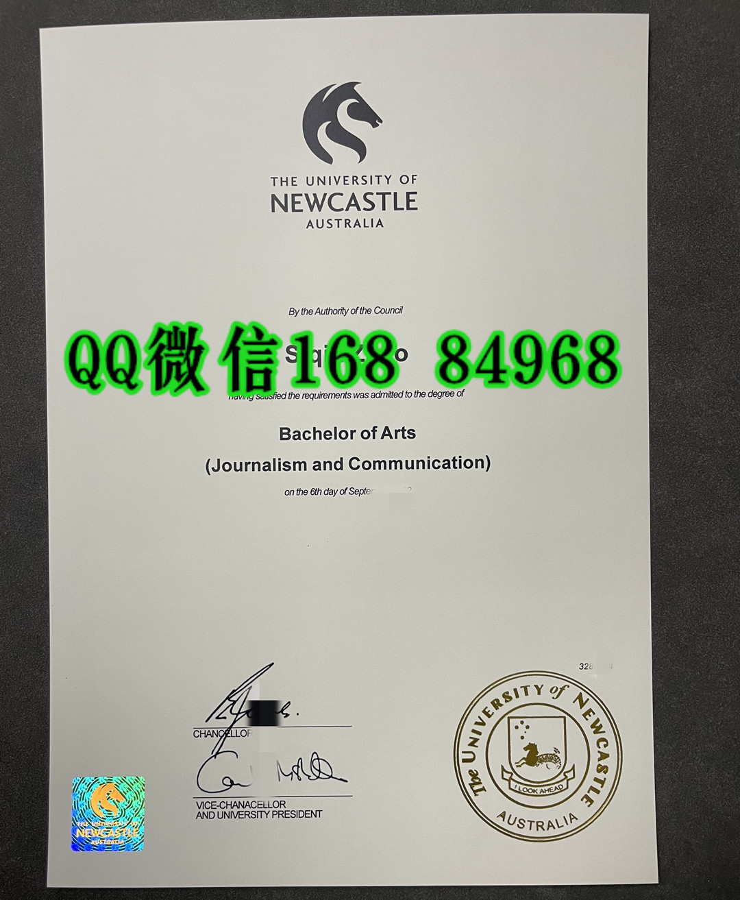 澳洲纽卡斯尔大学毕业证学位证新版本防伪，University of Newcastle diploma certificate