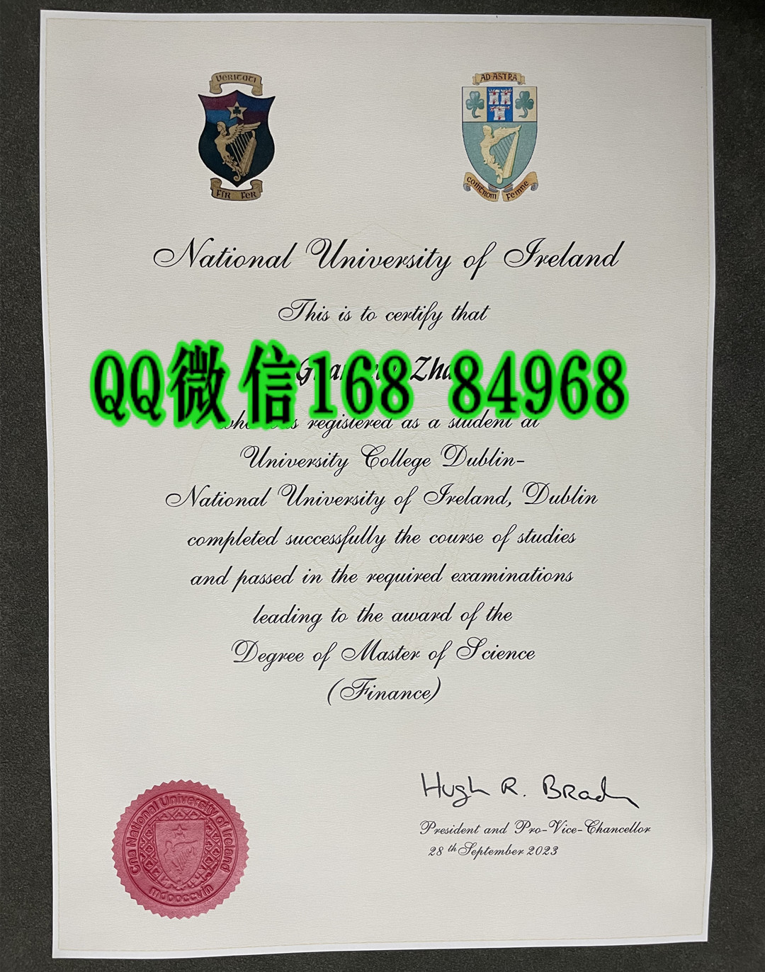 爱尔兰国立大学毕业证成绩单留信网认证，National University of Ireland diploma degree