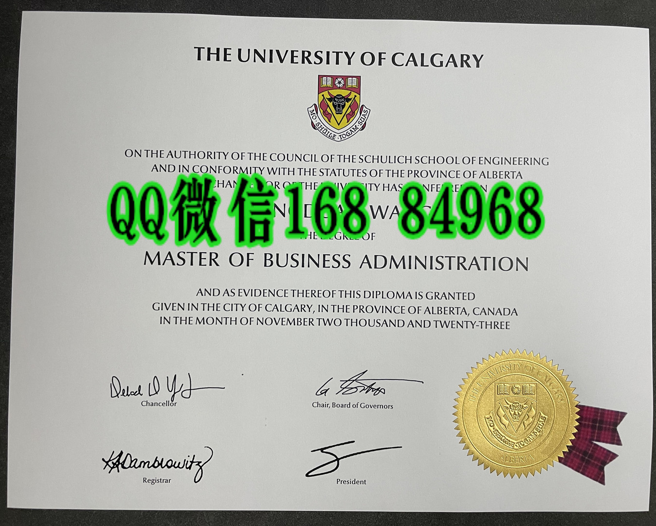 2023年加拿大卡尔加里大学硕士毕业证学位证，University of Calgary master degree