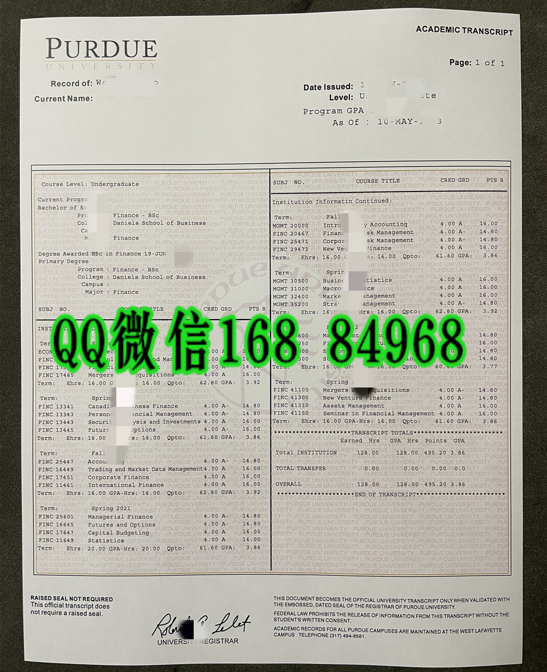 美国普渡大学purdue university毕业证成绩单，purdue university transcript