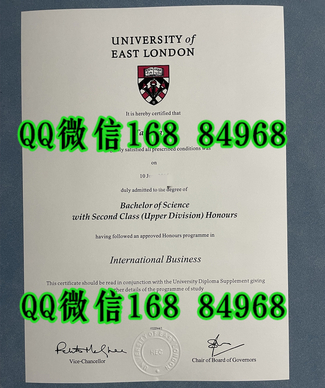 英国东伦敦大学毕业证外壳，University of East London diploma Cover