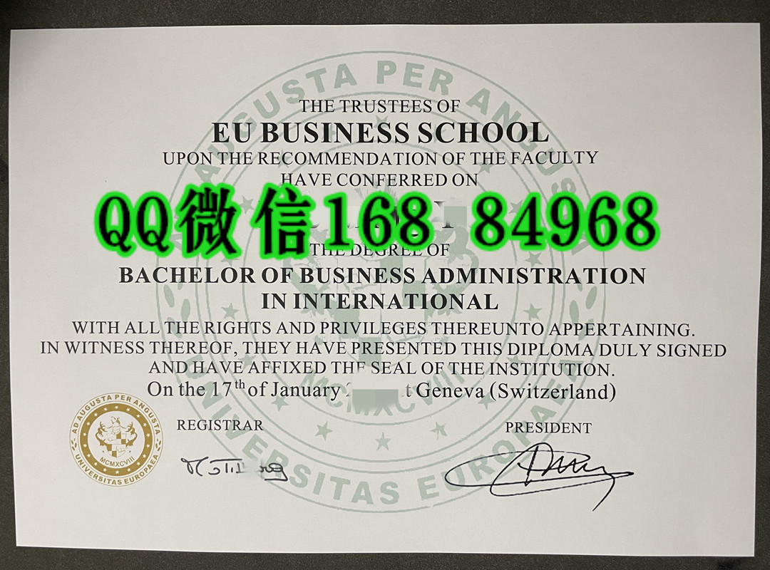 瑞士EU商学院毕业证学位证，EU Business School diploma degree