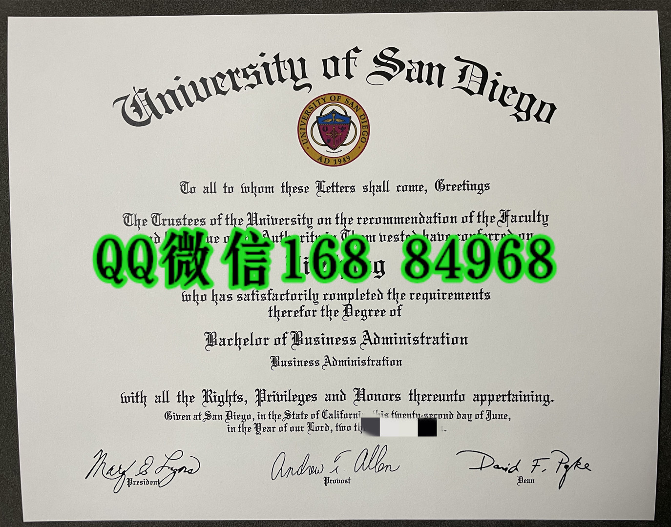 美国圣地亚哥大学毕业证成绩单留才认证，University of San Diego diploma degree