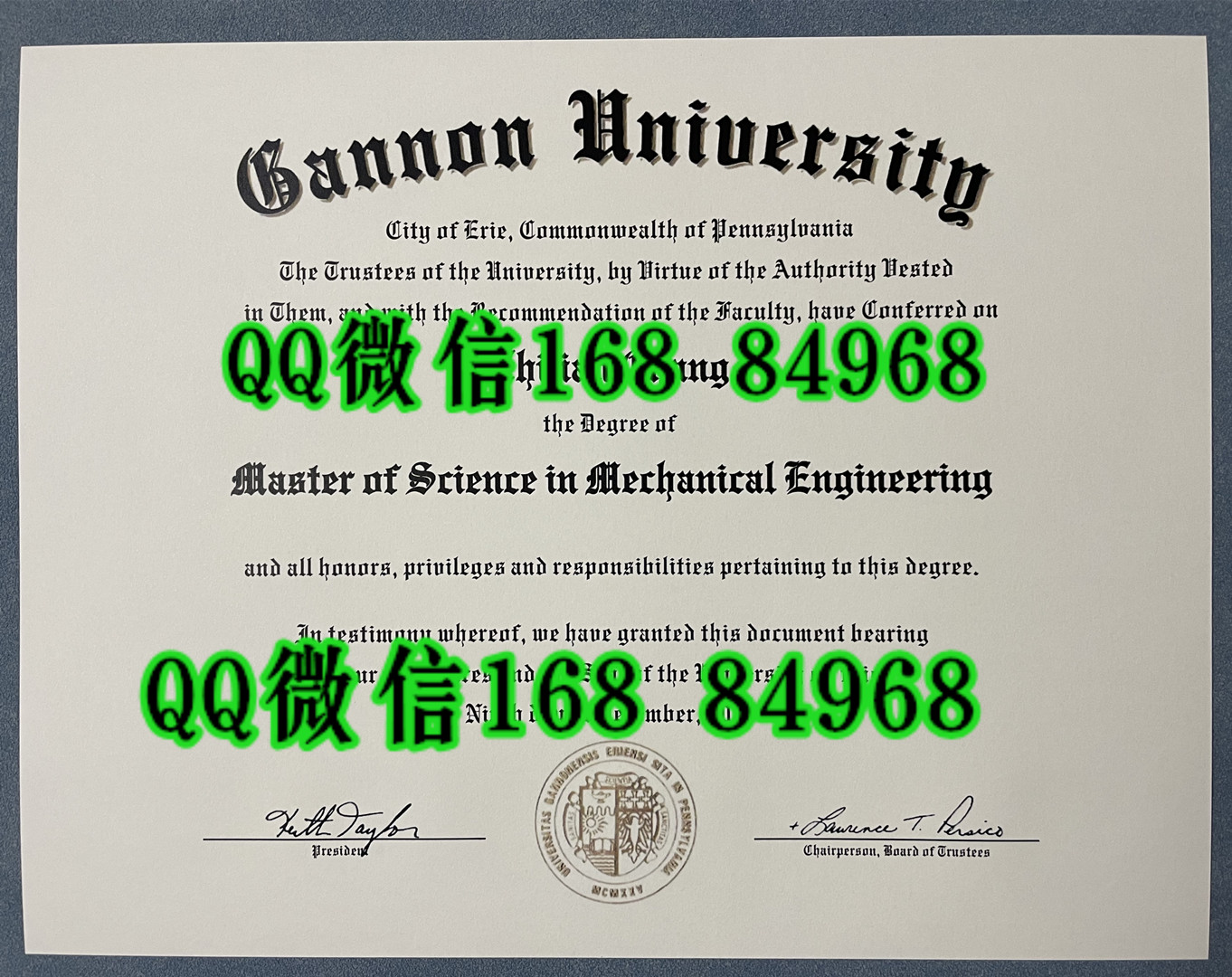 美国加努恩大学毕业证成绩单留才认证，Gannon University diploma degree