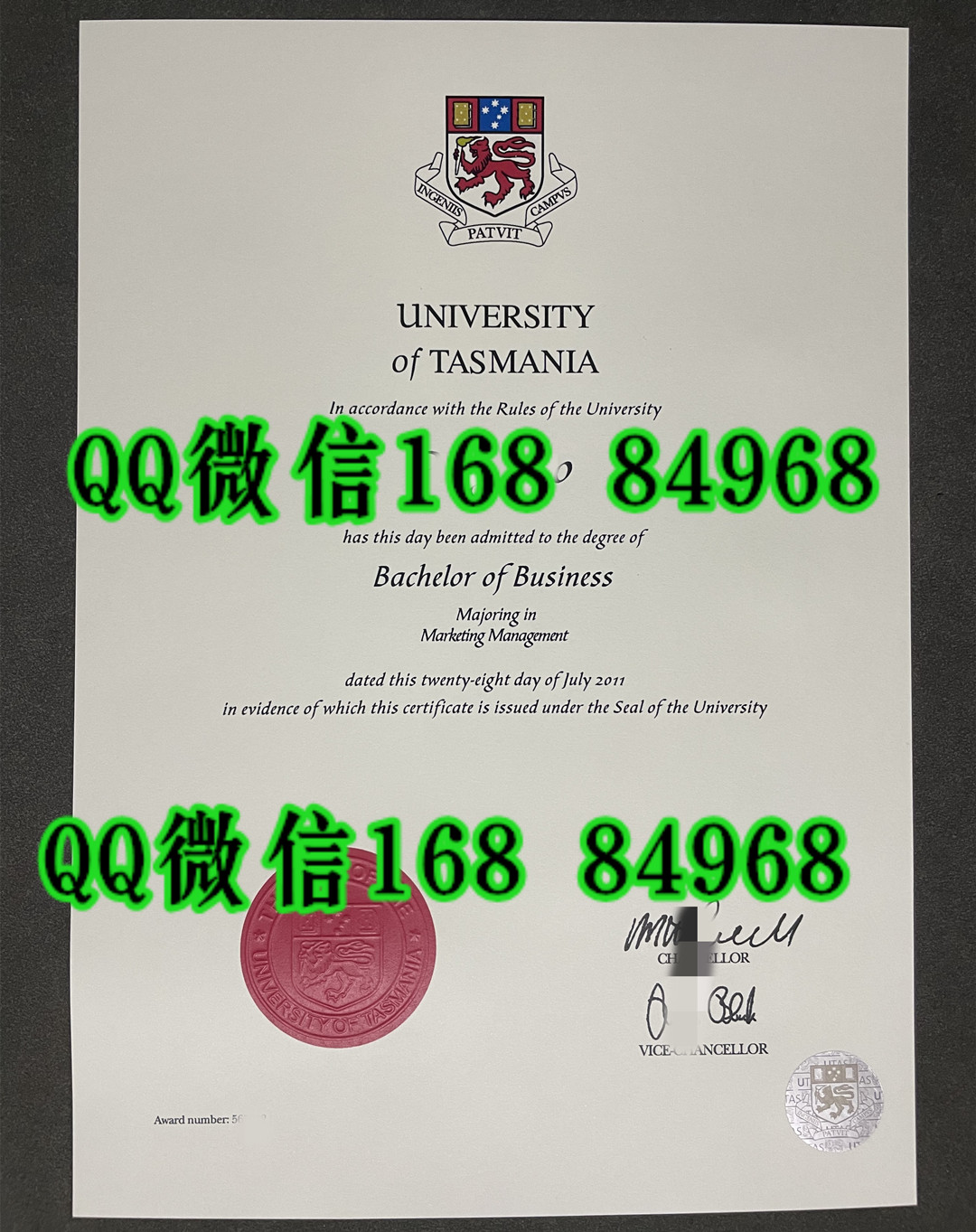 澳洲塔斯马尼亚大学毕业证成绩单，University of Tasmania diploma certificate