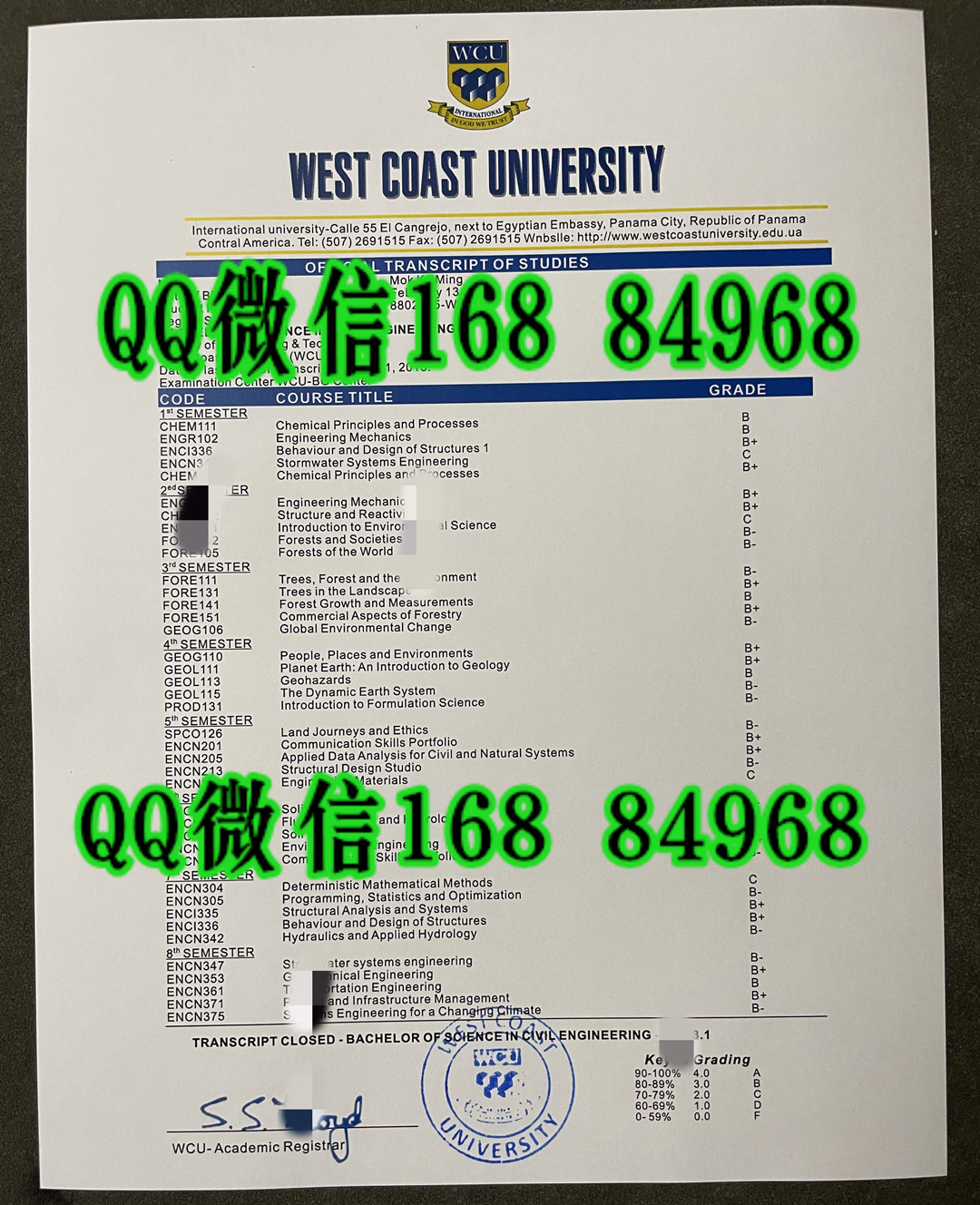 澳大利亚西海岸大学成绩单，West Coast University transcript