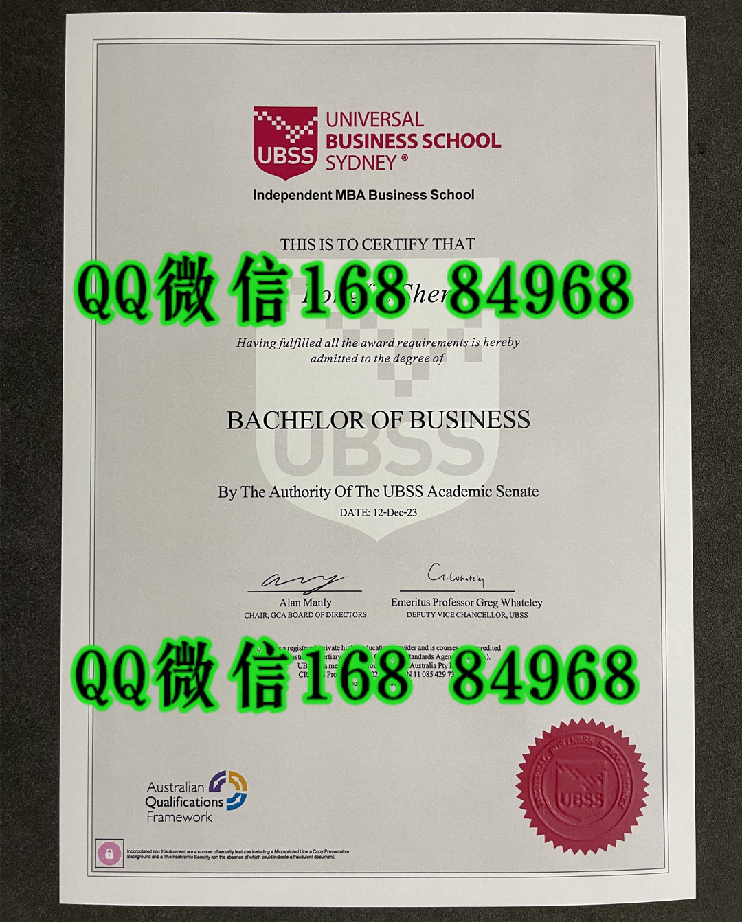 澳洲UBSS商学院毕业证文凭，澳大利亚环球商学院 UBSS大学学位证