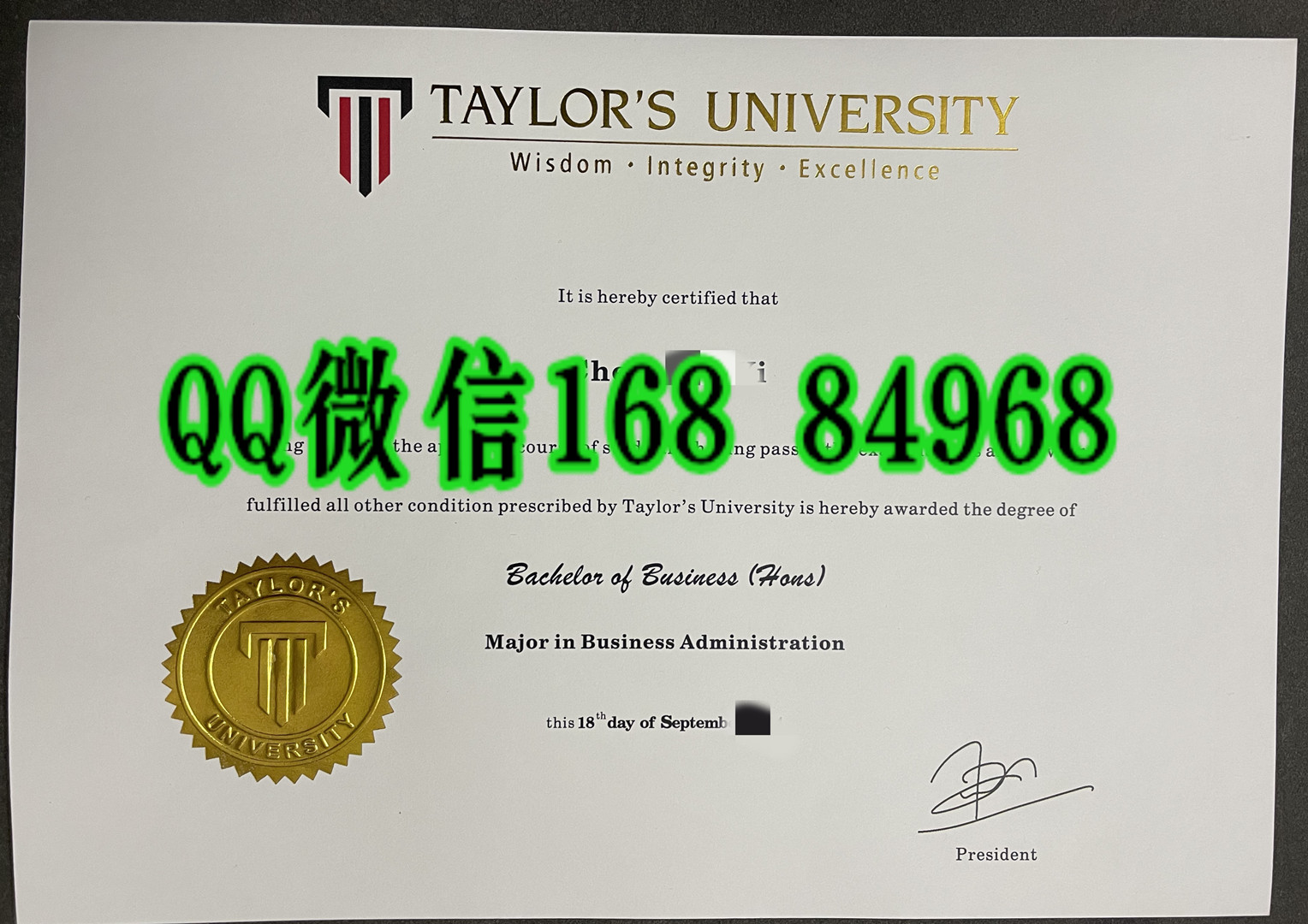 马来西亚泰莱大学商业学士毕业证，Taylor's University degree Major in Business Administration