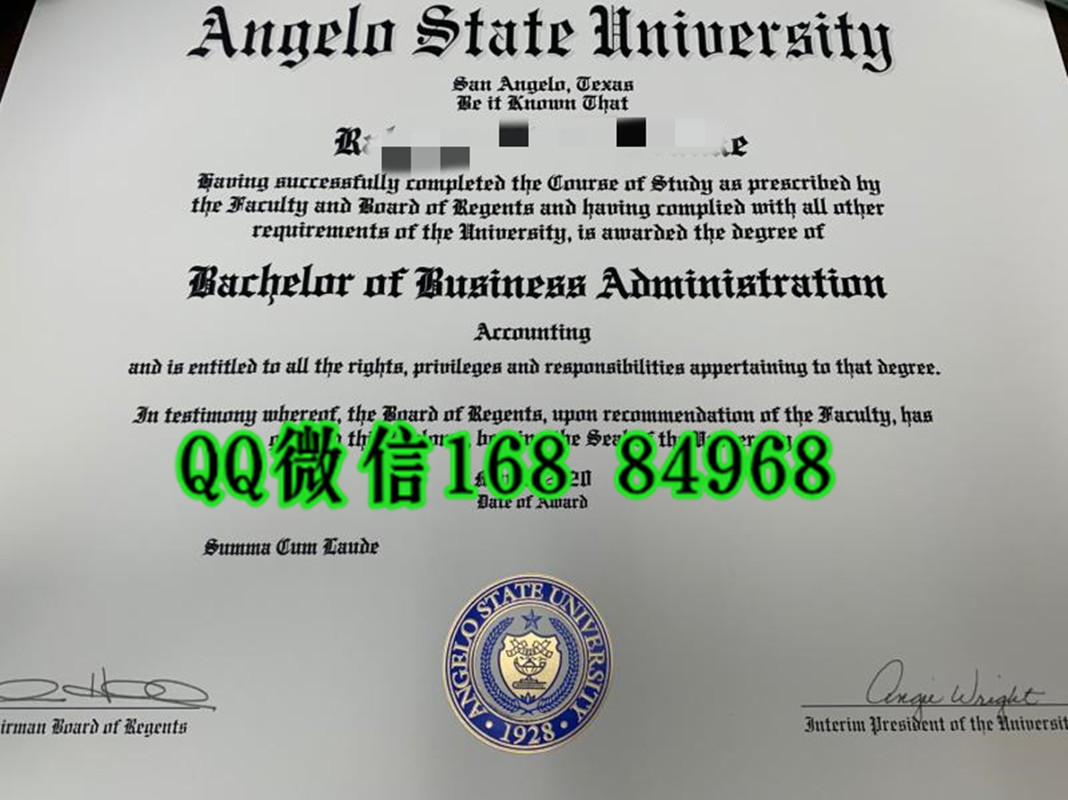 美国安吉洛州立大学工商管理学士学位毕业证，Angelo State University degree Bachelor of Business Adminis